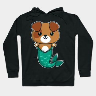 Cute Kawaii Puppy Mermaid Dog Lover Gift Girls Women print Hoodie